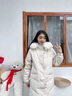 皮爾卡丹（pierre cardin）2024年冬季新款韓版大毛領羽絨服女中長款時尚過膝白鴨絨加厚外套 Y01：白色大毛領 S 曬單實拍圖