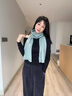 上海故事藍(lán)色圍巾針織羊毛圍巾女冬季保暖高級感毛線圍脖節(jié)日禮盒裝 水藍(lán) 160×25cm 曬單實拍圖