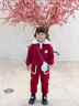 G.DUCKKIDS女寶寶加絨套裝秋冬裝洋氣可愛兒童厚衣服1到2三4五6歲女童兩件套 紅色帶包 100 cm 曬單實拍圖