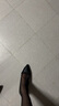 啄木鳥羊皮尖頭貓跟單鞋女秋軟皮淺口中跟通勤職業(yè)工作高跟鞋真皮春秋款 黑色【跟高4CM】 37 曬單實拍圖