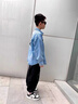 卡瓦拉童裝男童牛仔襯衫外套春秋款韓版寬松休閑帥氣2024新款小男孩潮流 藍色 150碼(建議身高140CM左右) 曬單實(shí)拍圖