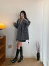 玖姿·安娜蔻優(yōu)雅淑女西裝款收腰羊毛雙面呢中長大衣女2024冬款 灰色 S 曬單實(shí)拍圖