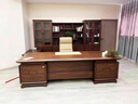 孔邱銘閣新中式實(shí)木辦公桌椅組合老板桌總裁桌大班臺胡桃木皮時(shí)尚大氣輕奢 2.4米老板桌 曬單實(shí)拍圖