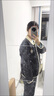 LPOX韓版ins小熊刺繡棉服女外套秋冬季2025短款學(xué)生菱格棉衣 黑色 M 曬單實(shí)拍圖