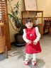幼歌（YOUGE）嬰幼兒冬季新款新中式國風(fēng)靈動(dòng)夾棉溫暖柔軟親膚旗袍裙 中國紅裙子 90 cm 曬單實(shí)拍圖