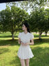 GARNUO學(xué)院風(fēng)泡泡袖白色襯衫連衣裙子女夏季法式氣質(zhì)小個(gè)子收腰顯瘦短裙 白色【裙子+短褲】 M【101-110斤】 曬單實(shí)拍圖