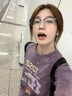 LDBE做舊短袖t恤女夏季2025新款潮牌美式復古寬松設計感小眾上衣體恤 紫色 M 曬單實拍圖