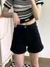 啟動引擎黑色牛仔短褲女2025新款夏季薄款高腰顯瘦a字小個子卷邊彈力熱褲 黑色 26 曬單實拍圖