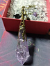 斕晶匯靈擺吊墜天然紫水晶全新天使之淚雙尖項鏈男女生日禮物飾品 古銅款圓珠鏈 曬單實拍圖