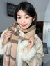 CONCISE KITE100%羊毛圍巾女秋冬季高檔女士保暖圍脖圣誕節生日禮物送女生老婆 卡其格-高端禮盒實(shí)用生日圣誕節禮物送女生老婆女朋友 曬單實(shí)拍圖