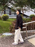 威登羊春夏季長袖t恤男三件套工裝上衣高級(jí)感港風(fēng)穿搭套裝男生酷帥一套 咖色外套+白短T+西褲【三件套 XL 曬單實(shí)拍圖