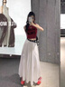 LDBE酒紅色吊帶背心女夏季外穿辣妹風(fēng)2024爆款美式復(fù)古無(wú)袖上衣打底衫 酒紅色 M 曬單實(shí)拍圖