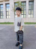 卡兔藍(lán)貓男童夏裝套裝2024新款兒童裝夏季運動夏款男孩薄款中大童酷帥氣潮 白色 170 曬單實拍圖