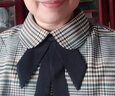 路施南復古蝴蝶結格子假領(lǐng)子女士百搭假領(lǐng)春秋多功能毛衣裝飾襯衫假衣領(lǐng) 綠色蝴蝶結 L399 L 曬單實(shí)拍圖