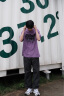NEW OR MODE300g重磅水洗做旧T恤男短袖美式潮牌高街oversize宽松半袖衣服潮 紫色 XL 晒单实拍图