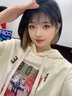 Olrain歐芮兒杏色連帽衛衣女春裝新款寬松休閑貼圖印花長(cháng)袖 杏色 L 曬單實(shí)拍圖