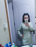 她芙（tafu）品牌女裝小香風連衣裙女2025秋冬新款氣質名媛粗花呢長袖方領裙子 綠色 M 曬單實拍圖