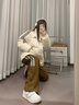 DXOT韓系冬裝外套立領(lǐng)加厚棉衣棉服女2025新款冬季寬松加厚面包服短款 杏色 M 建議105-120斤 曬單實(shí)拍圖