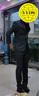 羅蒙（ROMON）西服套裝男三件套商務(wù)修身職業(yè)正裝伴郎服新郎服西裝黑色3XL 曬單實(shí)拍圖
