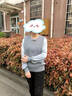 啄木鳥（TUCANO）母親節(jié)禮物媽媽春裝針織上衣2025打底小衫中老年女裝春秋長袖T恤 藍灰上衣 3XL （建議120-135） 曬單實拍圖