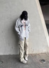 NEW OR MODE重磅開(kāi)衫加絨加厚衛(wèi)衣男春秋季美式復(fù)古刺繡寬松情侶連帽外套上衣 灰色 XL 曬單實(shí)拍圖