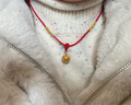 中國(guó)黃金（CHINA GOLD）金蘋(píng)果黃金項(xiàng)鏈女足金平安果吊墜生日禮物女送女友老婆結(jié)婚紀(jì)念 足金抱竹蘋(píng)果項(xiàng)鏈-紅繩 曬單實(shí)拍圖