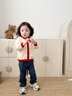 幼歌（YOUGE）嬰幼兒2024新款復古草莓微喇褲透氣百搭兒童時(shí)尚牛仔褲 牛仔藍（66-90兩用襠） 90 cm 曬單實(shí)拍圖