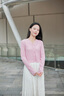 歌力思（ELLASSAY）2025春夏新款時(shí)尚簡(jiǎn)約風(fēng)優(yōu)雅百搭系V領(lǐng)短款針織衫女EWD361M02500 橡皮粉 S 曬單實(shí)拍圖