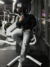 輕奢提花牛仔褲高級感青年潮牌男裝春秋季寬松型滿印直筒闊腿褲子 藍色 0062 加絨 M 建議116-130斤 曬單實拍圖