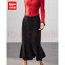IEF/愛(ài)依服2025新款秋季時(shí)尚女人味熟女風(fēng)通勤百搭針織長(cháng)裙半身裙 黑 S 曬單實(shí)拍圖