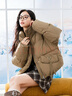LAGOGO【防鉆絨】立領(lǐng)羽絨服女拉谷谷2024年冬新款美拉德風(fēng)面包服 駝色 M 曬單實(shí)拍圖