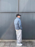 POUM 羊羔絨褲子冬季棉褲寬松加厚加絨休閑褲男直筒運(yùn)動長褲痞帥高街 BKEGDPS-B28灰色加絨 L (建議110-130斤) 曬單實(shí)拍圖