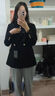 語(yǔ)森戀正裝女套裝大學(xué)生公考面試工作服春秋黑色職業(yè)西裝套裝女 黑色三件套(外套+褲子+V領(lǐng)襯衫) S 曬單實(shí)拍圖