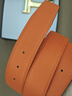 老車(chē)輪不帶頭皮帶條進(jìn)口頭層牛皮高檔無(wú)頭真皮腰帶替換原版愛(ài)馬男仕褲帶 3.8CM 黑+橙（本色線(xiàn)）兩頭尖款 100cm 國碼（皮帶全長(cháng)） 曬單實(shí)拍圖