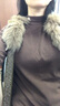 真維斯（JEANSWEST）德絨打底衫女裝秋冬季長袖t恤上衣服加絨保暖加厚內(nèi)搭半高領秋衣 咖啡 小毛絨熊棕_K_左領角 XL 曬單實拍圖