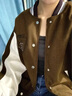 BMOI美式新款初高中學(xué)休閑棒球服男女春秋寬松百搭復(fù)古夾克外套ins潮 咖啡色 S 曬單實拍圖