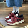喜洛馳國潮春季美拉德氣墊板鞋男情侶百搭休閑運動(dòng)鞋子秋冬季潮流籃球鞋 酒紅色 42 曬單實(shí)拍圖