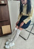 愛(ài)寶適女童襪子春秋過(guò)膝長(zhǎng)筒襪棉質(zhì)透氣兒童小腿襪學(xué)院風(fēng)2雙裝L碼 T138 曬單實(shí)拍圖
