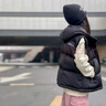 G.DUCKKIDS小黃鴨兒童羽絨棉服女童馬甲秋冬季中大童加厚坎肩上衣女孩衣服潮 黑色 150 尺碼11~12歲【140-150cm】cm 曬單實(shí)拍圖