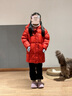 papa爬爬冬季新品大耳朵兒童羽絨服防風(fēng)中長(cháng)款男女童加厚外套新年服 紅色 130 cm 曬單實(shí)拍圖