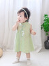 優(yōu)奇女童連衣裙夏季2026新款新中式國風(fēng)旗袍裙兒童一歲女寶寶周歲禮服 綠色 90 曬單實(shí)拍圖
