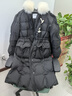 樂町牛角扣中長款羽絨服23冬季新款千金風(fēng)連帽大毛領(lǐng)收腰羽絨外套 黑色（現(xiàn)貨） M 曬單實(shí)拍圖