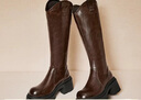 天美意女靴加絨彈力靴v口女騎士靴百搭時(shí)尚女鞋 曬單實(shí)拍圖