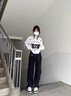 浪莎美式hiphop高街工裝闊腿褲子女秋冬2024新款春秋小個子休閑長褲潮 黑色 L 曬單實拍圖