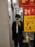 西服套裝男士正裝帥氣高中生大學生小西裝三件套韓版修身伴郎禮服 黑色西裝+白襯衫+西褲+皮帶+領帶 XL 121-134斤 曬單實拍圖