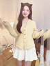 派吉鯊黃色v領(lǐng)毛邊坑條毛衣女秋冬2025新款慵懶風(fēng)內(nèi)搭針織開(kāi)衫修身上衣 【黃色】【今年流行毛衣/感超好 S 40/45kg 曬單實(shí)拍圖