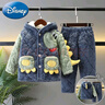 迪士尼（Disney）特厚三層夾棉睡衣中大童兒童加厚冬季法蘭絨男童家居服珊瑚絨套裝 H508-綠袖龍 160 22建議身高150-155cm 曬單實(shí)拍圖