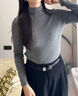 爾山集半高領(lǐng)打底衫女春冬季保暖長袖基礎(chǔ)打底衣修身純色百搭中領(lǐng)上衣 薄絨打底衫淺灰L【95-110斤】 曬單實(shí)拍圖