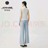 阿瑪施（AMASS）女裝新款煙管領(lǐng)打底針織羊絨衫女背心5399648 白 S (2碼) 曬單實(shí)拍圖