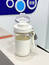 富全簡約玻璃杯男女士2026新款水杯耐高溫學生便攜帶杯套防燙雙飲杯子 白灰【贈杯刷+貼紙+提繩】 520ml 曬單實拍圖